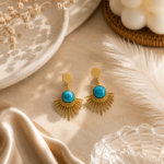 Turquoise Sunburst Statement Earrings