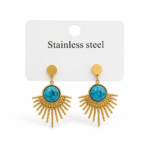 Turquoise Sunburst Statement Earrings - Image 2