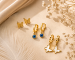 Butterfly & Evil Eye 3-in-1 Earrings Set
