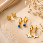 Butterfly & Evil Eye 3-in-1 Earrings Set