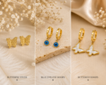 Butterfly & Evil Eye 3-in-1 Earrings Set - Image 3