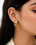 Pearl Gold Hoop Drop Earrings - Image 5