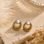 Pearl Gold Hoop Drop Earrings