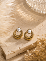 Pearl Gold Hoop Drop Earrings