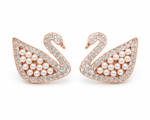 Swan Pearl Crystal Stud Earrings