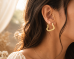 Textured Gold Hoop Earrings - Image 3