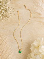 Emerald Green Heart Pendant Necklace | Gold-Plated Stainless Steel
